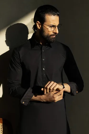 POSITANO - BLACK COTTON EXCLUSIVE KAMEEZ SHALWAR