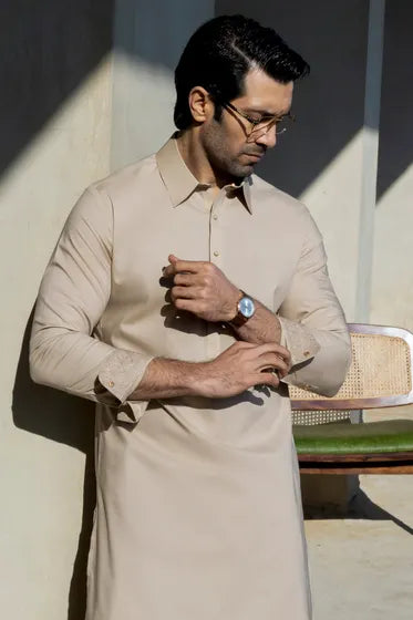 POSITANO - KHAKI COTTON EXCLUSIVE KAMEEZ SHALWAR